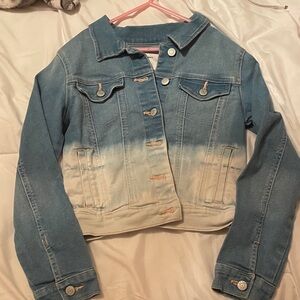 Girls Denim Ombre Jacket With Wool Design on Back